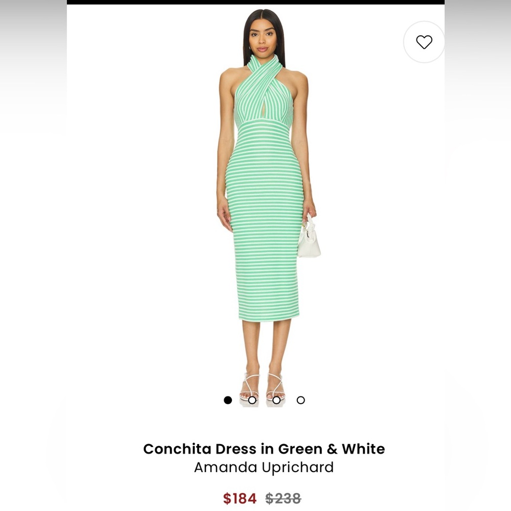 Amanda Uprichard Striped Midi Dress in Green and White